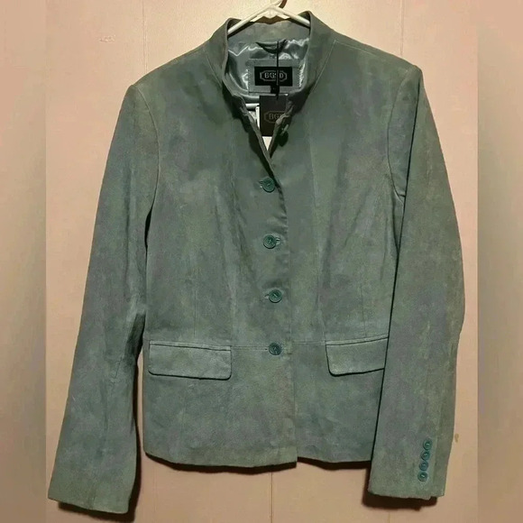 NWT Light Green/Blue BGSD Women's Sz XL Suede Button Down Blazer - Picture 1 of 11